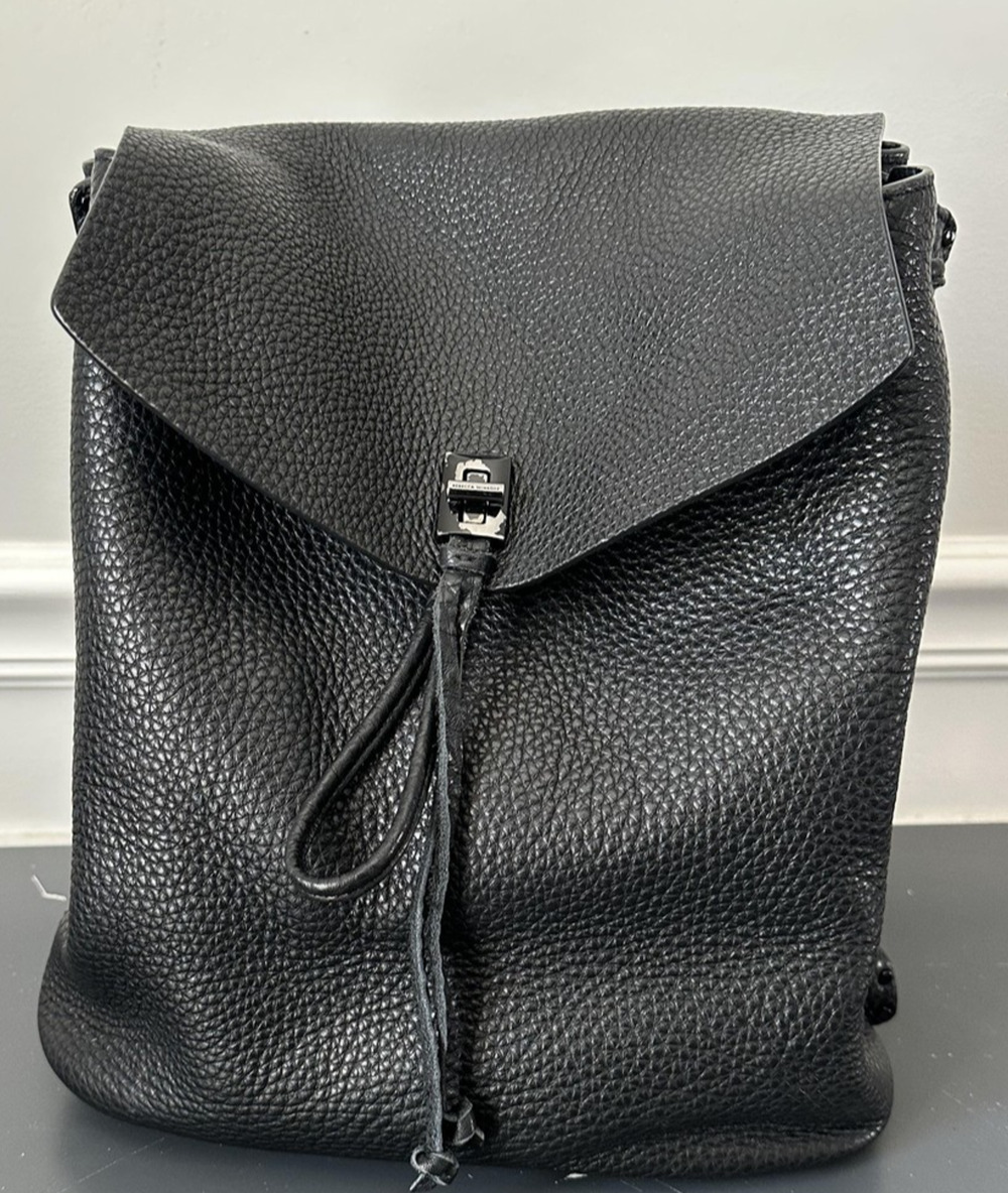 Rebecca Minkoff Backpack Womens Medium Black Leather Turn Lock Studded Grommet